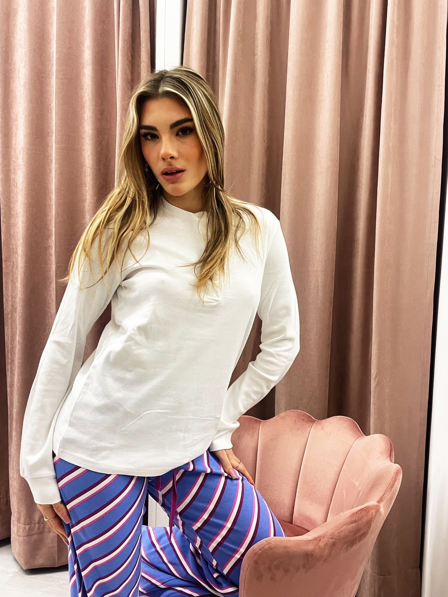 BRILLIAMO - PIGIAMA PANTALONE PALAZZO RIGA DIAGONALE