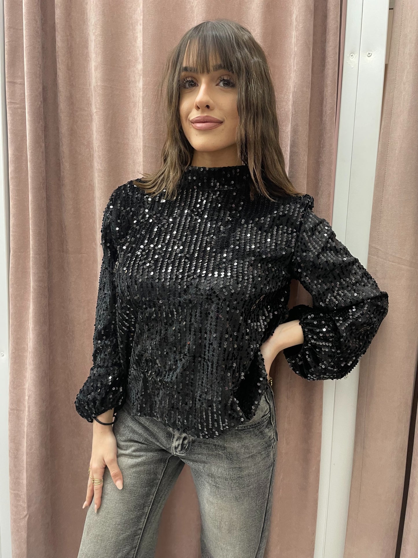JOLEEN - BLUSA DONNA PAILLETTES