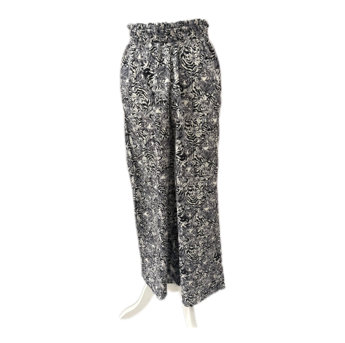 VERDISSIMA - PANTALONE PALAZZO STAMPA FLOREALE STILIZZATA