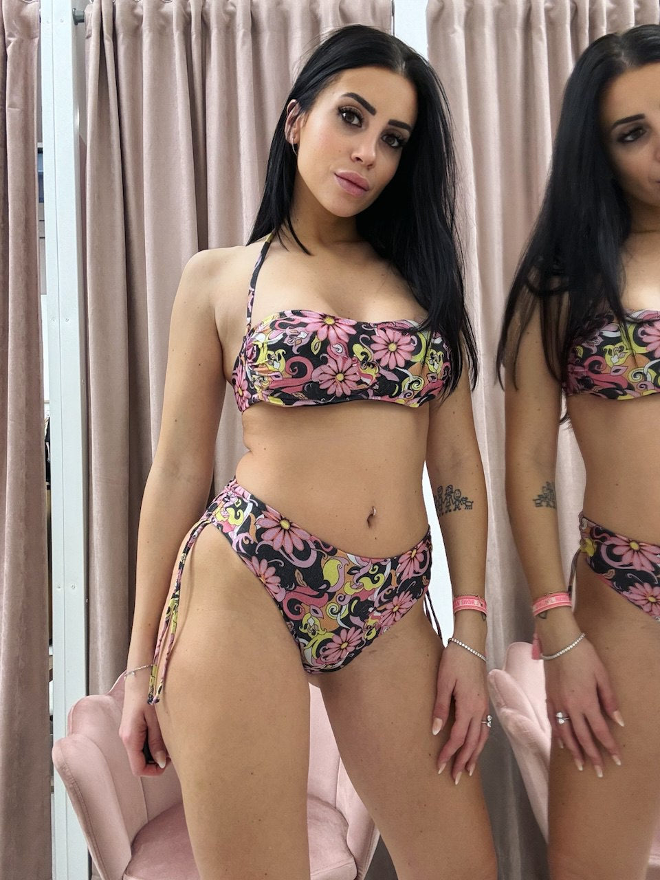 VERDISSIMA - BIKINI FASCIA E SLIP COULISSE STAMPA FLOREALE