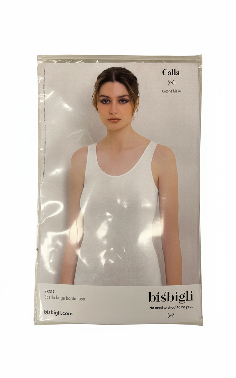 BISBIGLI - CANOTTIERA SPALLA LARGA COTONE