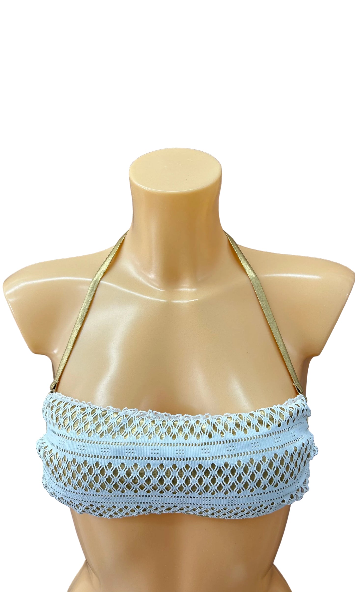 VERDISSIMA - BIKINI FASCIA PIZZO CROCHET ORO