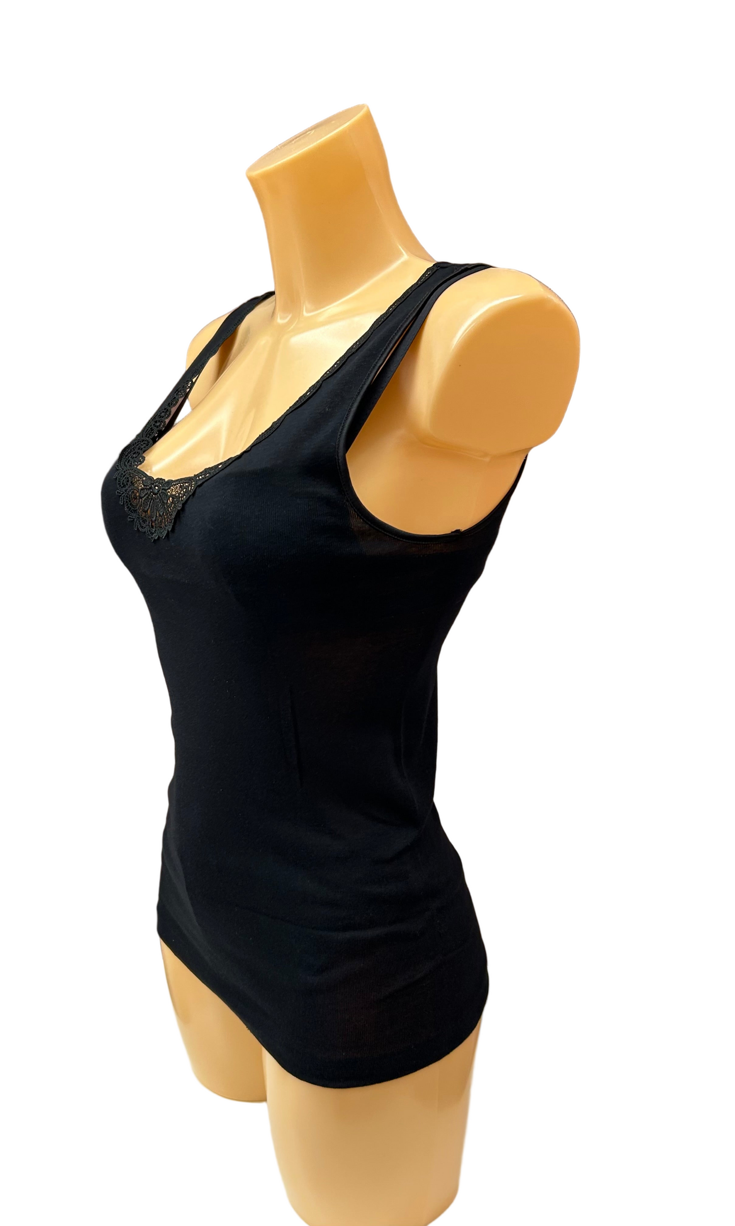 BISBIGLI - CANOTTA SPALLA LARGA COTONE MACRAME’