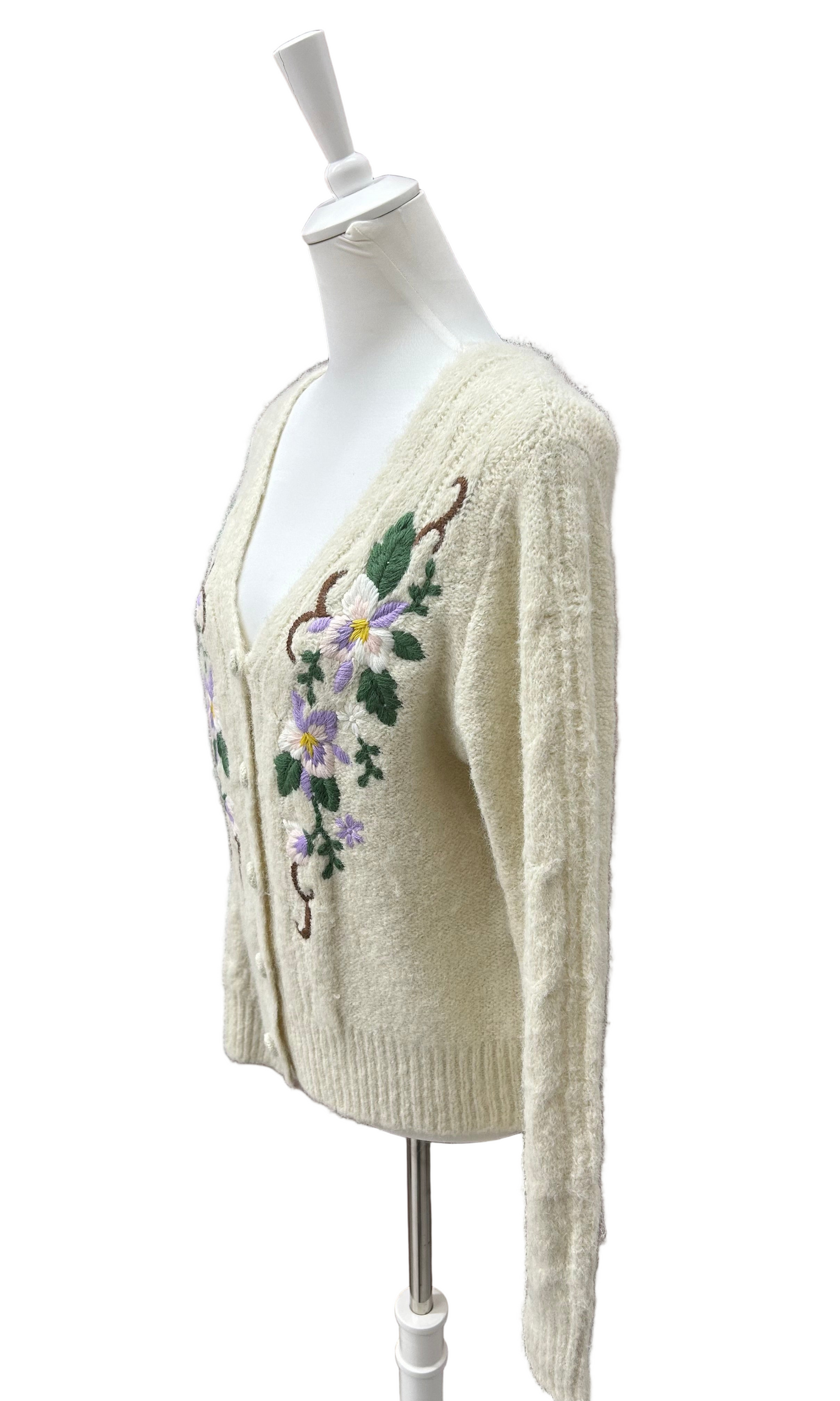 LA BOUTIQUE - CARDIGAN RICAMO FLOREALE