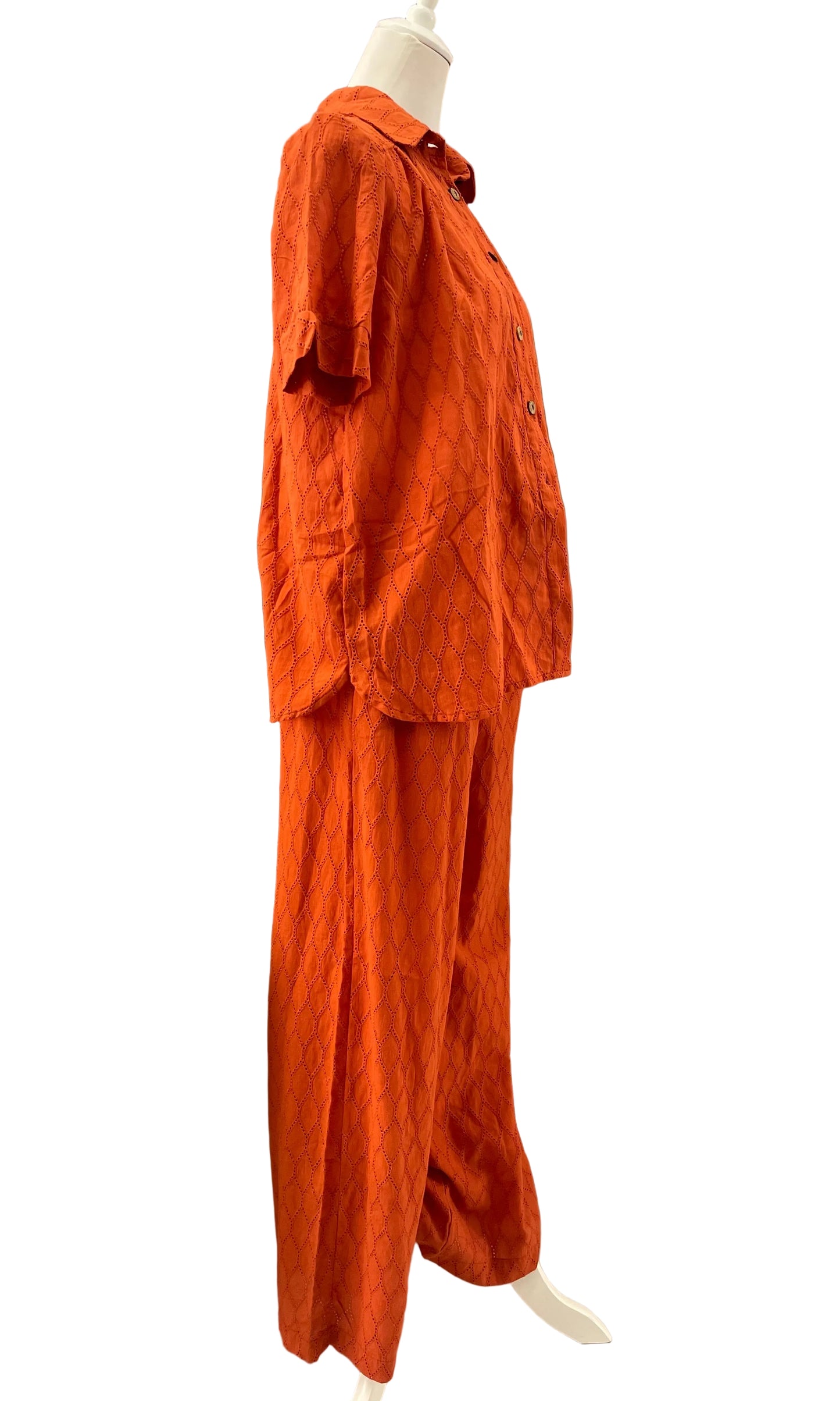 GRAZIA BEACHLOVE  - SET CAMICIA PANTALONE TRAFORO