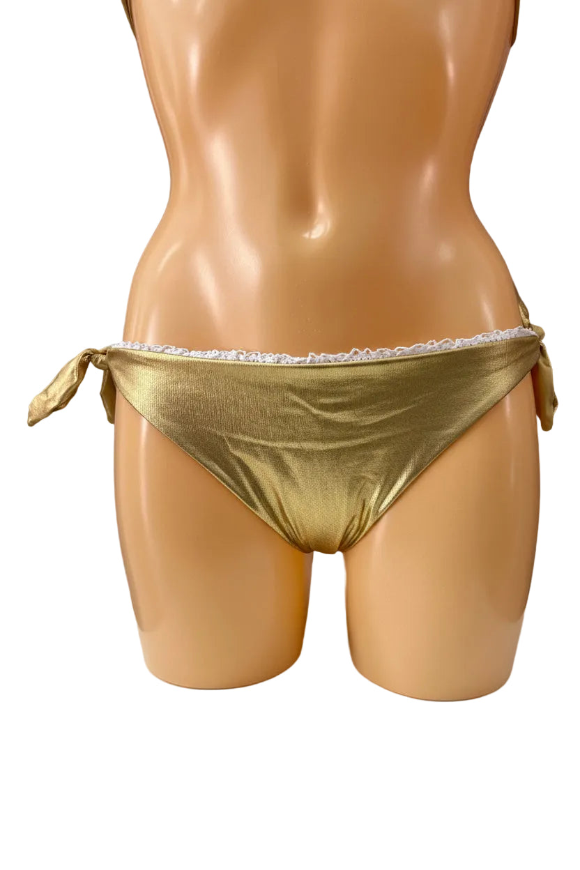 VERDISSIMA - BIKINI TRIANGOLO PIZZO CROCHET ORO