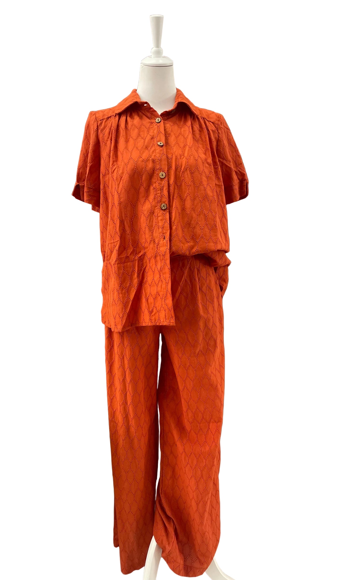 GRAZIA BEACHLOVE  - SET CAMICIA PANTALONE TRAFORO