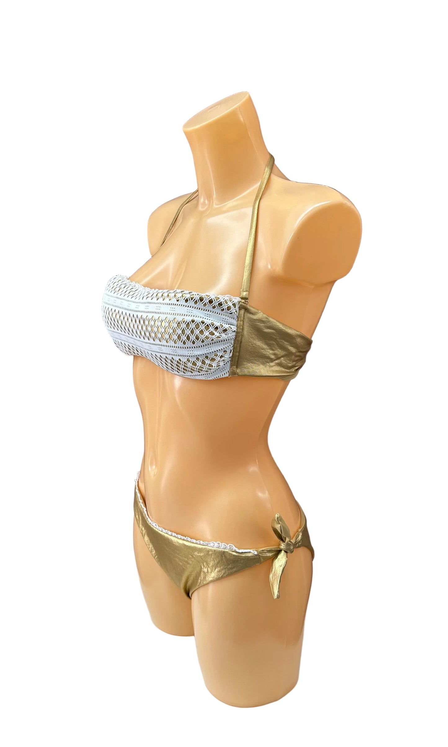 VERDISSIMA - BIKINI FASCIA PIZZO CROCHET ORO