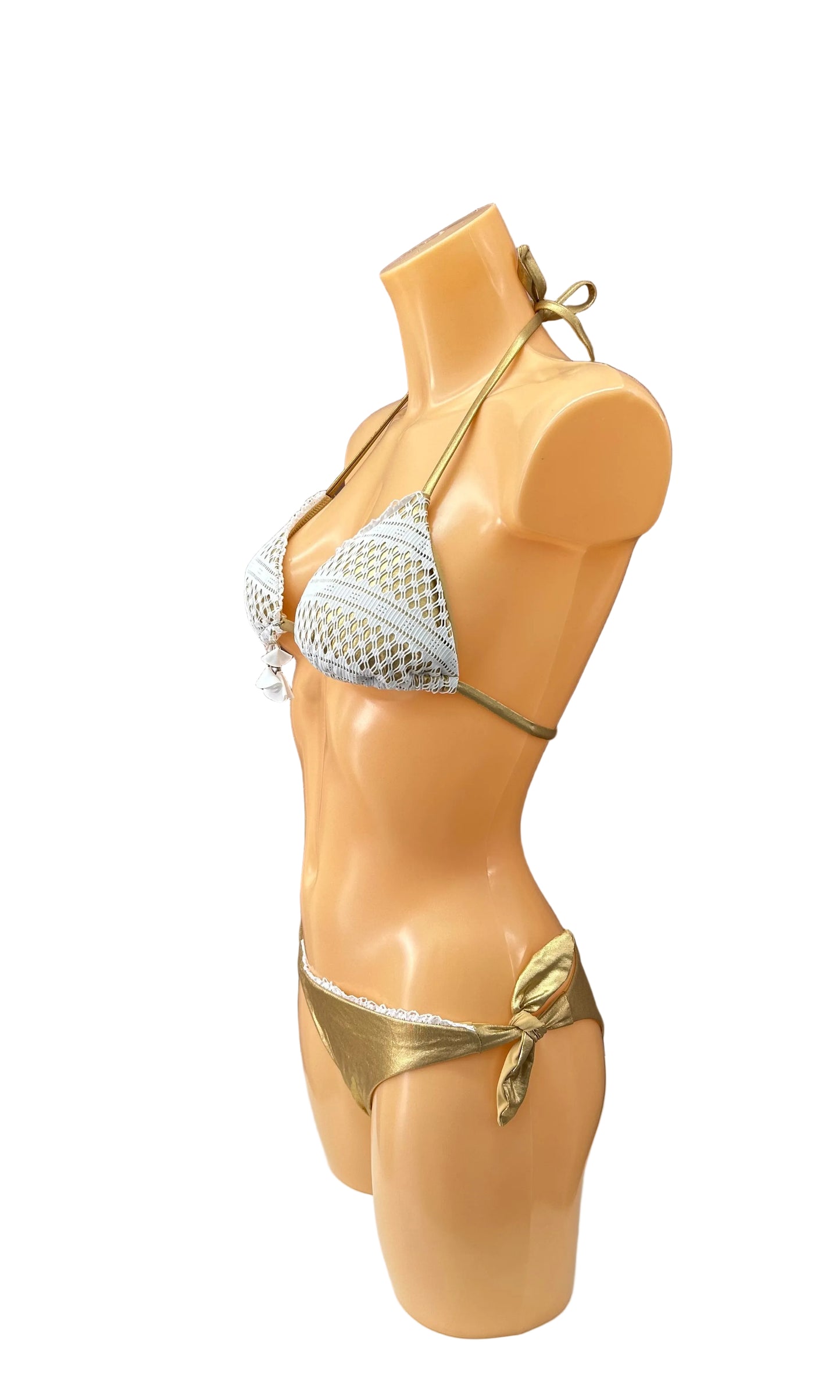 VERDISSIMA - BIKINI TRIANGOLO PIZZO CROCHET ORO