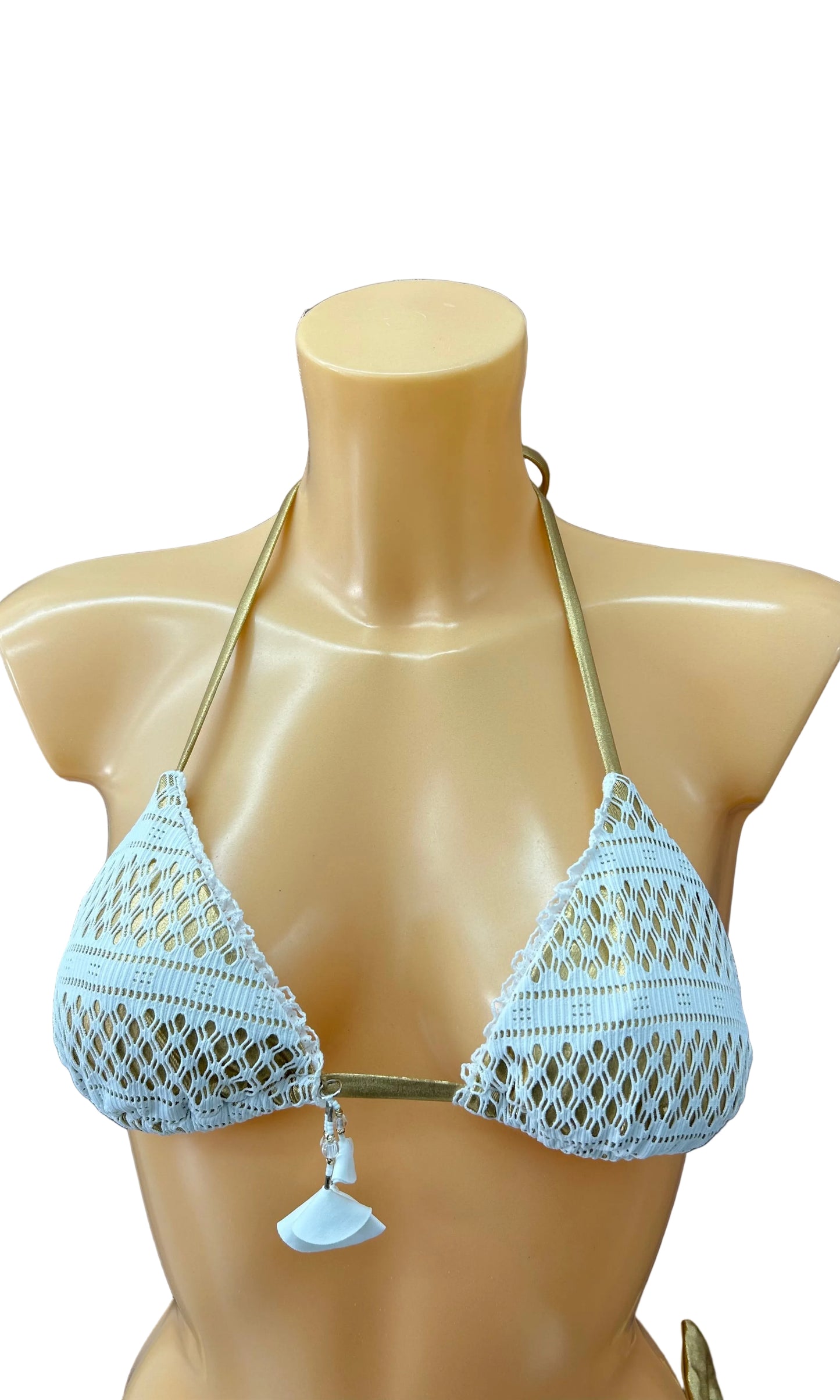 VERDISSIMA - BIKINI TRIANGOLO PIZZO CROCHET ORO
