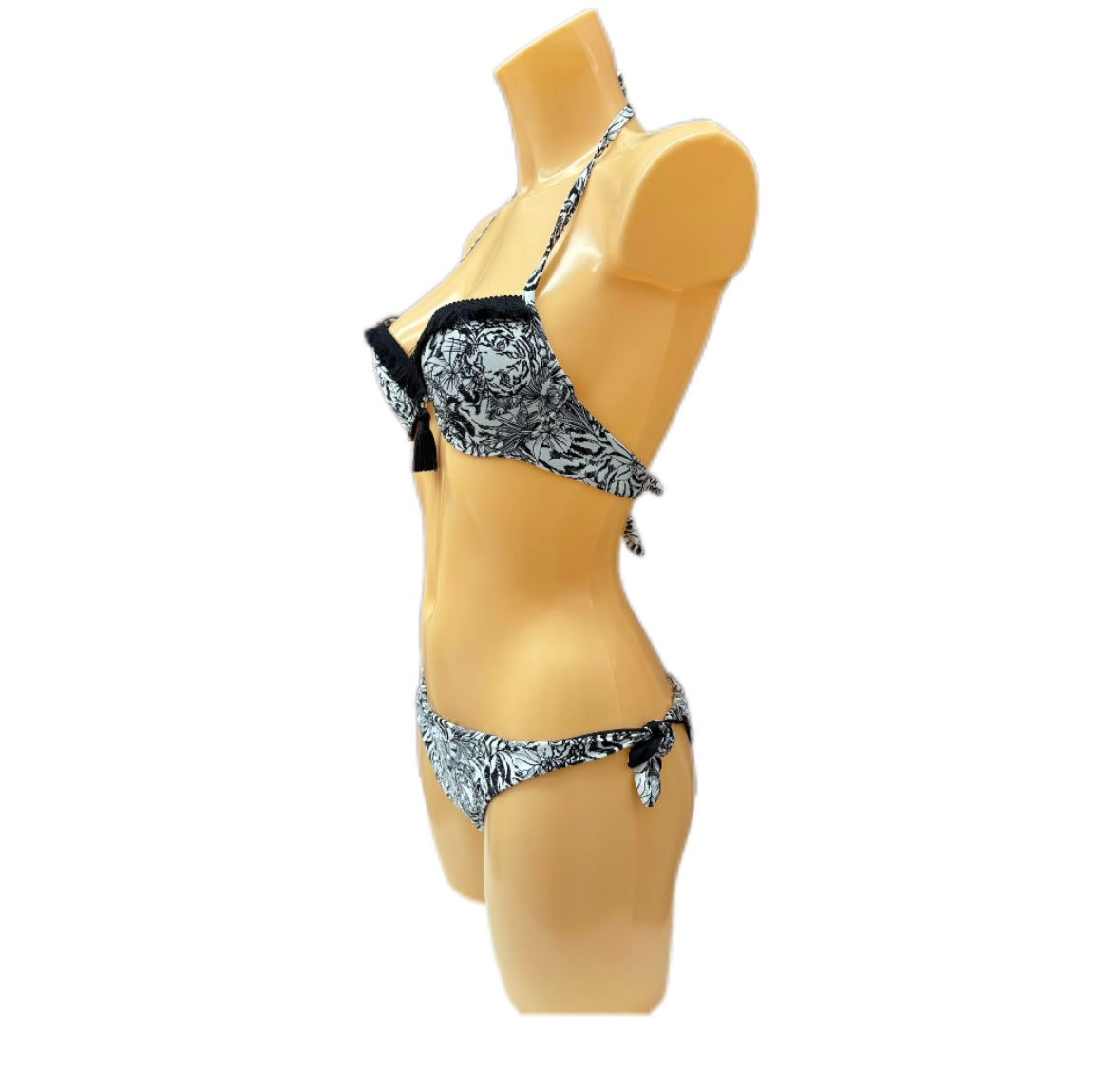 VERDISSIMA - BIKINI PUSH UP E TANGA STAMPA FLOREALE STILIZZATA