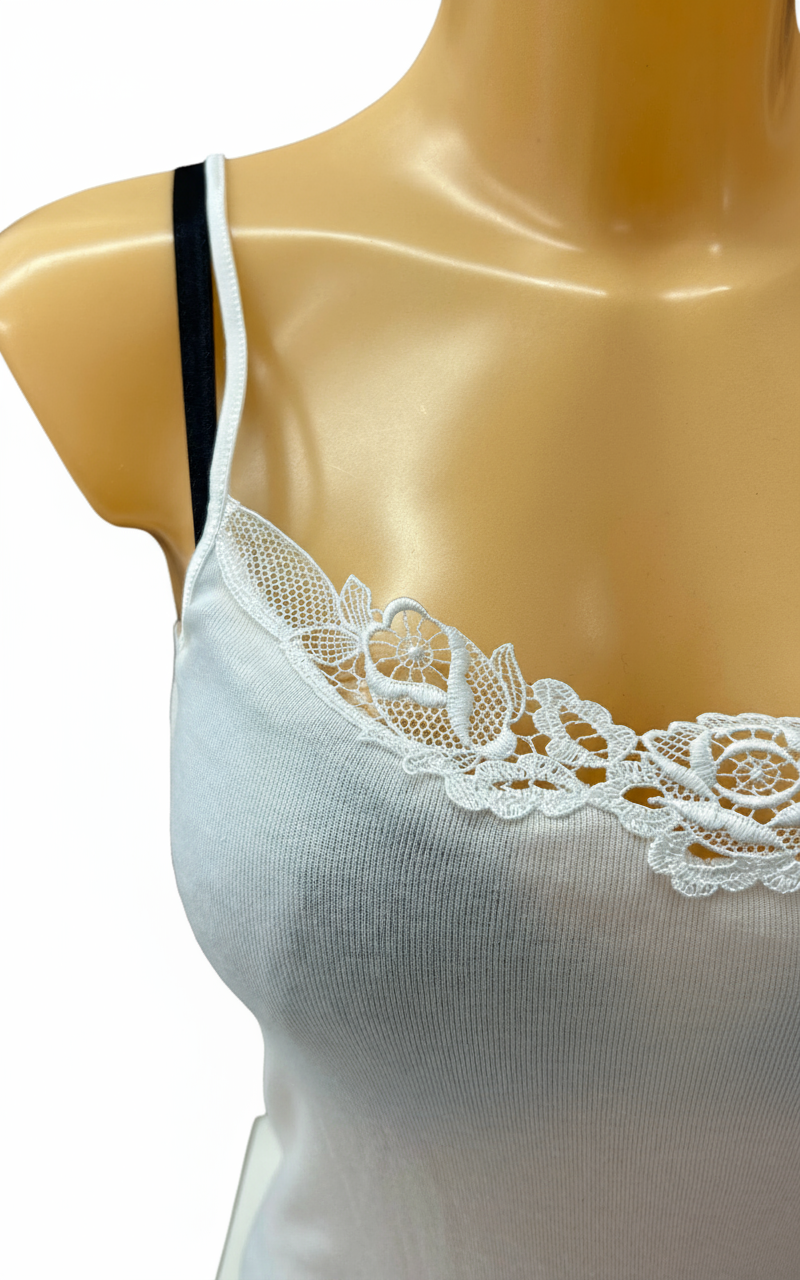 BISBIGLI - CANOTTIERA SPALLA STRETTA COTONE MACRAME’