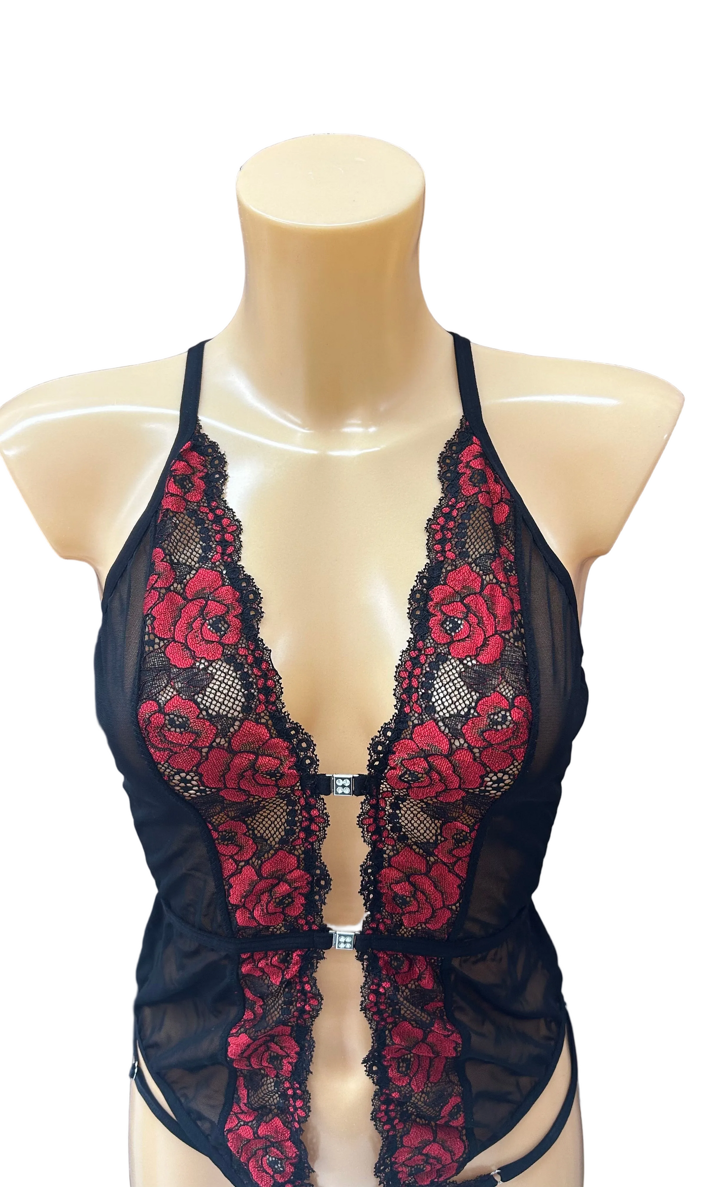CHILROSE : SET BUSTIER - STRING - STOCKINGS