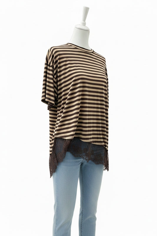 MISSLOVE - T-SHIRT RIGA PIZZO