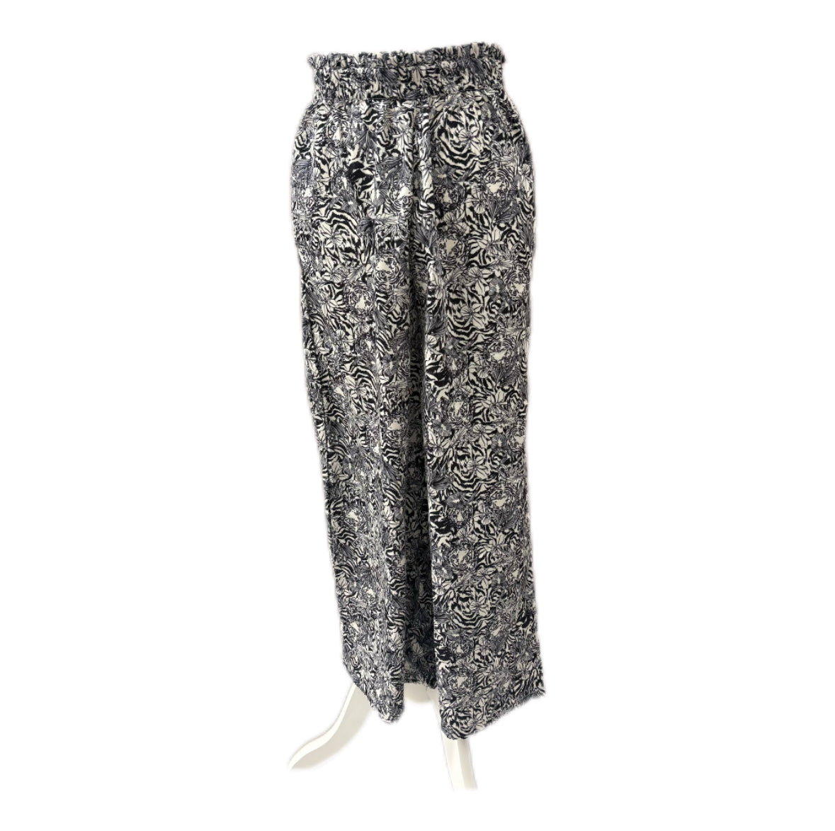 VERDISSIMA - PANTALONE PALAZZO STAMPA FLOREALE STILIZZATA
