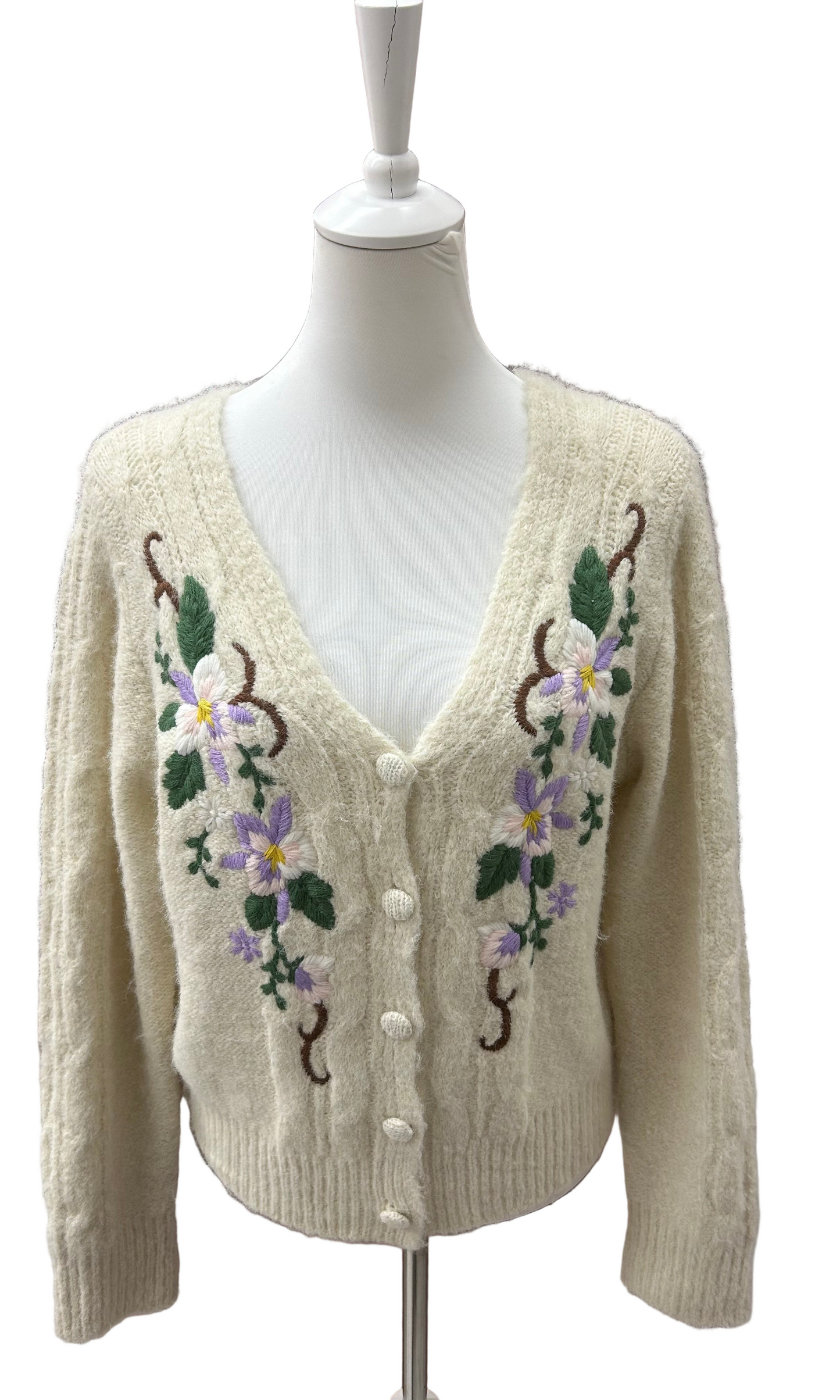 LA BOUTIQUE - CARDIGAN RICAMO FLOREALE