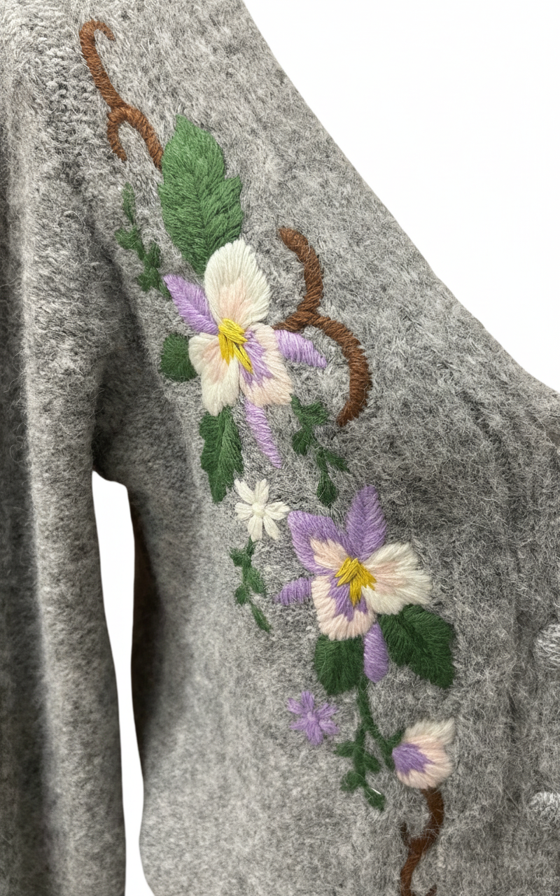 LA BOUTIQUE - CARDIGAN RICAMO FLOREALE