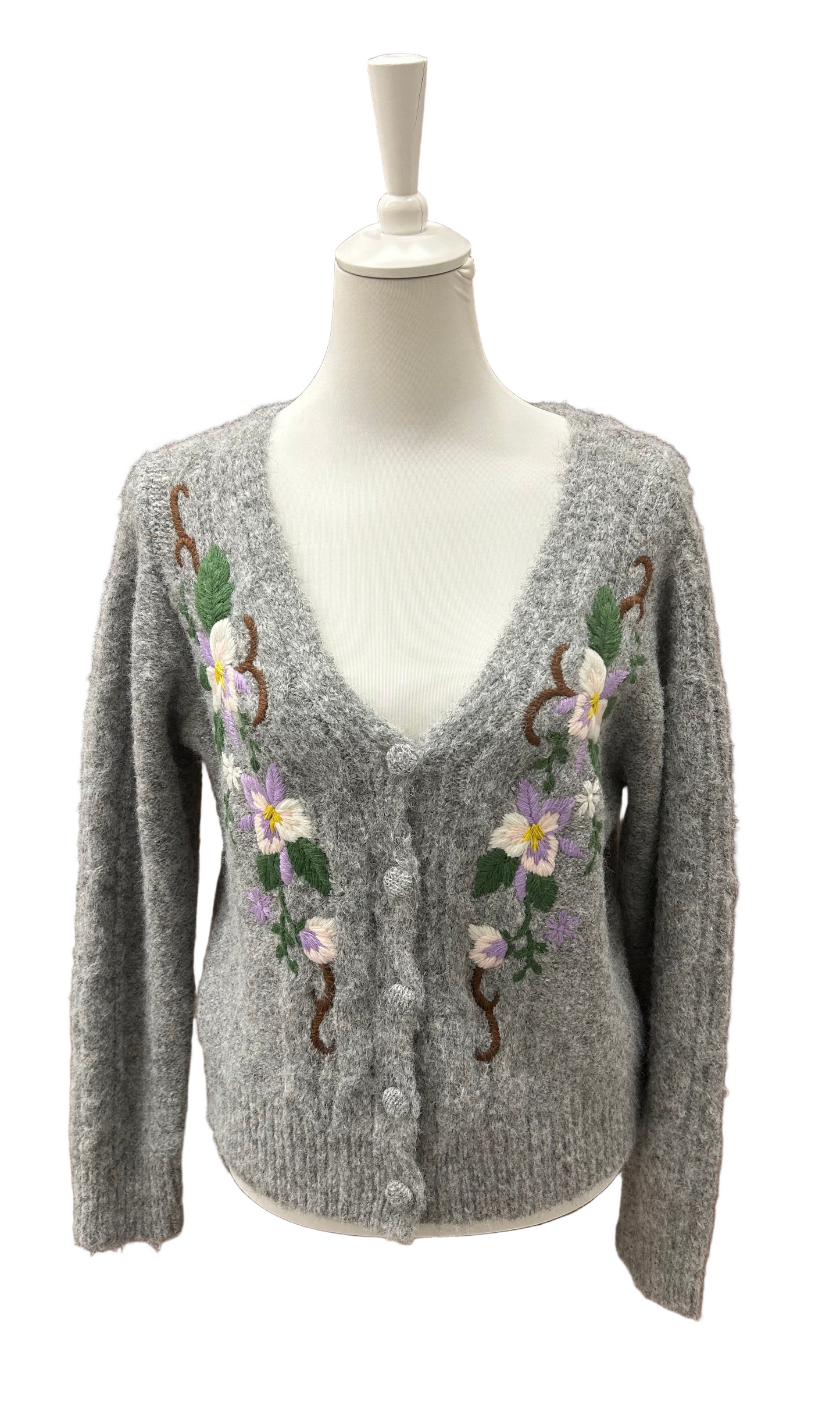 LA BOUTIQUE - CARDIGAN RICAMO FLOREALE