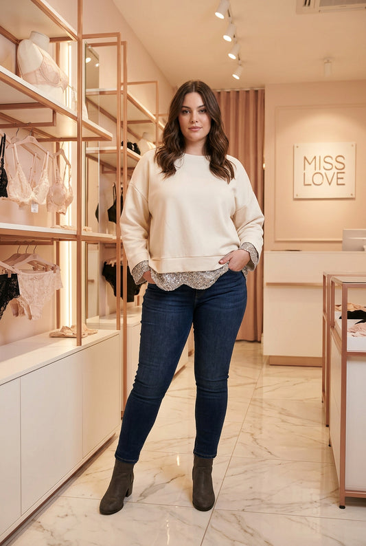 MISSLOVE - FELPA PANNA PAILLETTES