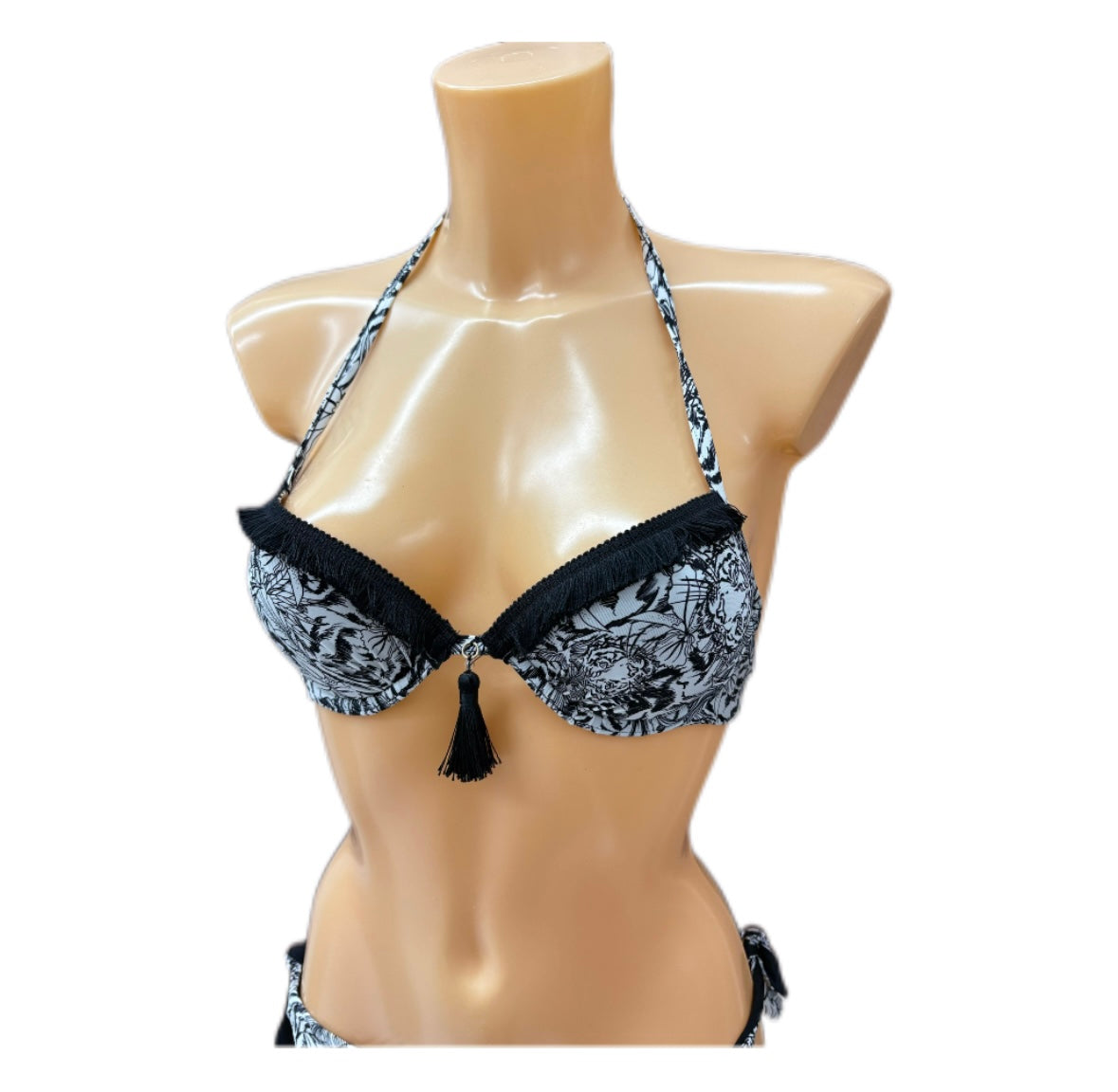 VERDISSIMA - BIKINI PUSH UP E TANGA STAMPA FLOREALE STILIZZATA