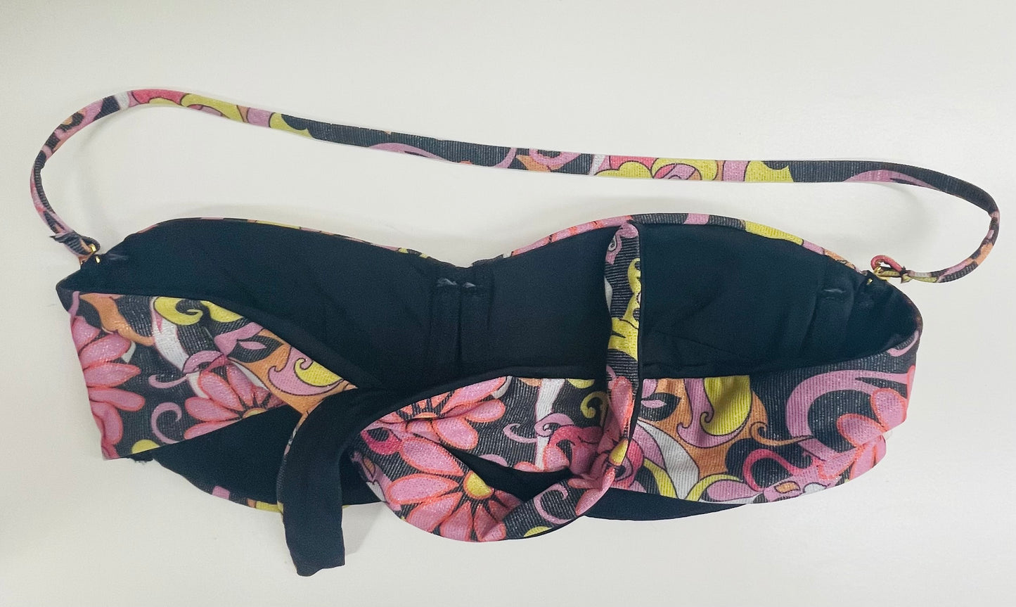 VERDISSIMA - BIKINI FASCIA E SLIP COULISSE STAMPA FLOREALE