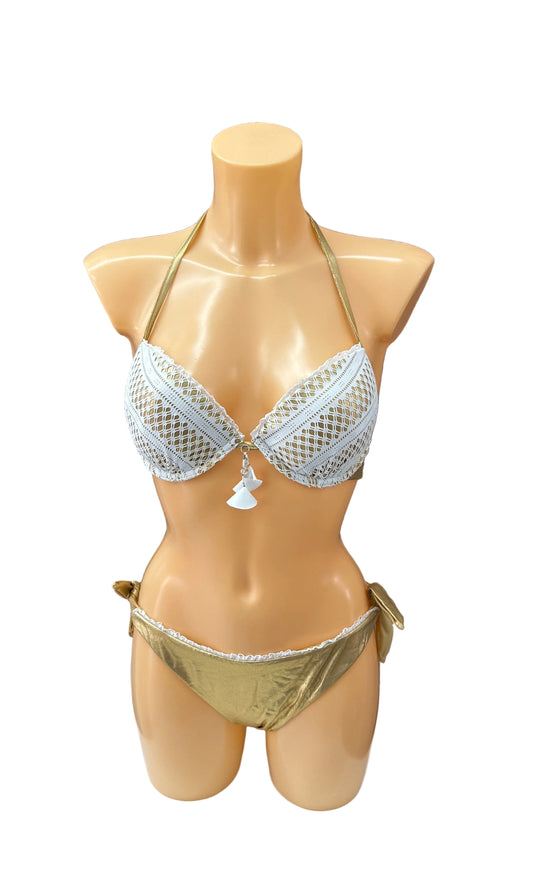 VERDISSIMA - BIKINI PUSH UP PIZZO CROCHET ORO