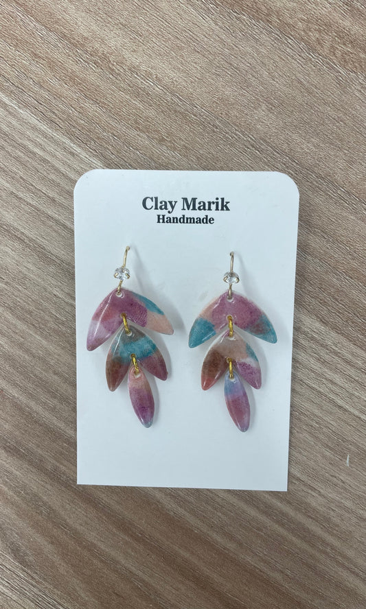 CLAY MARIK HANDMADE : ORECCHINO FOGLIA FATTO A MANO