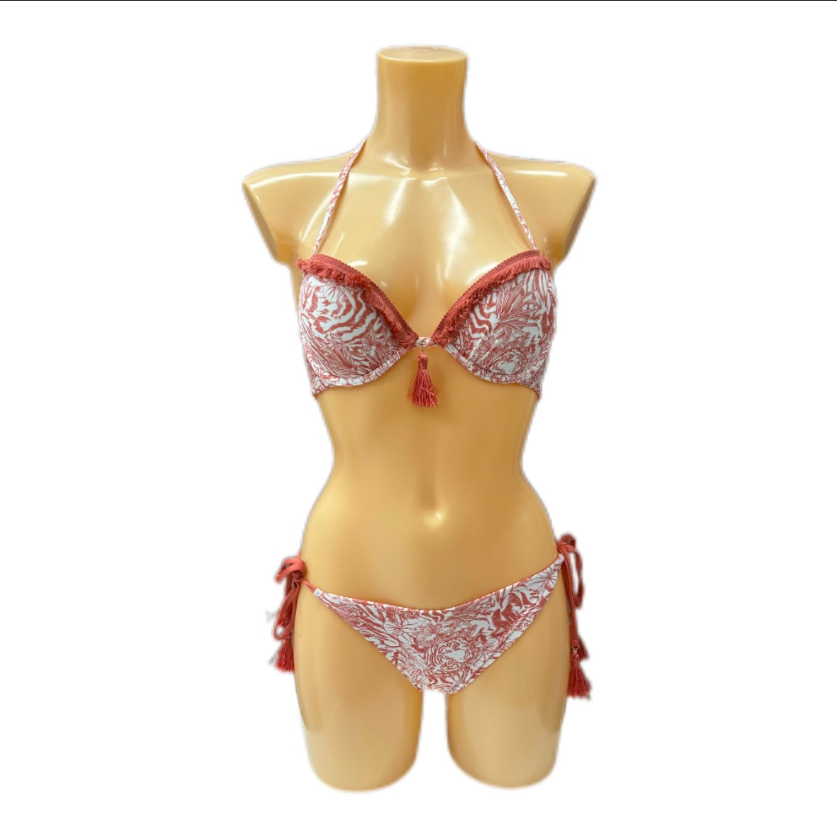 VERDISSIMA - BIKINI PUSH UP E TANGA STAMPA FLOREALE STILIZZATA